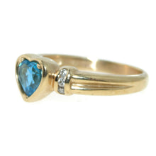 Load image into Gallery viewer, Estate Heart Shaped Blue Topaz Diamond Ring in 14k Yellow Gold
