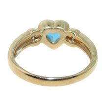 Load image into Gallery viewer, Estate Heart Shaped Blue Topaz Diamond Ring in 14k Yellow Gold
