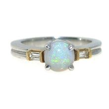 Load image into Gallery viewer, Estate Opal Ring in Platinum and 18k Yellow Gold with Diamond Accents
