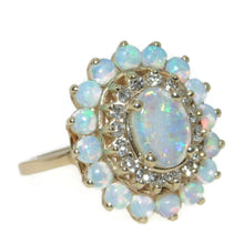 Load image into Gallery viewer, Estate White Opal Diamond Tiered Ring in 14k Yellow Gold
