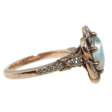 Load image into Gallery viewer, Vintage Ornate Opal with Diamond Band Ring in 14k Rose Gold
