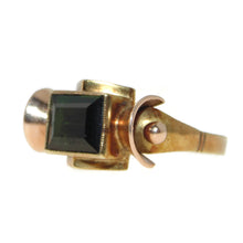 Load image into Gallery viewer, Vintage Green Tourmaline Ring Ornate Art Deco 14k Rose Gold
