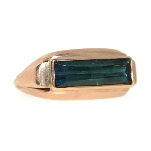 Vintage Men's Green Tourmaline Ring in 14k Rose Gold