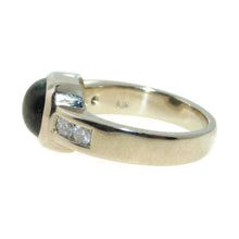 Load image into Gallery viewer, Estate Green Tourmaline Cat&#39;s Eye and Diamond Ring in 14k Yellow Gold

