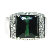 Load image into Gallery viewer, Statement Green Tourmaline Ring in 14k White Gold with Diamond Accents
