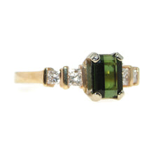 Load image into Gallery viewer, Green Tourmaline and Diamond Ring in 14k Yellow Gold
