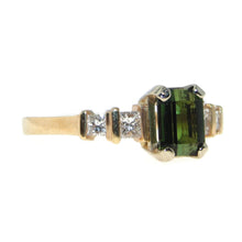 Load image into Gallery viewer, Estate Green Tourmaline and Diamond Ring in 14k Yellow Gold
