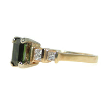 Load image into Gallery viewer, Estate Green Tourmaline and Diamond Ring in 14k Yellow Gold
