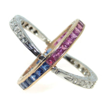 Load image into Gallery viewer, Unique Vintage 14k Yellow and White Gold Ruby Sapphire Diamond Interchangeable Ring
