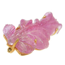 Load image into Gallery viewer, Estate Pink Tourmaline Carved Brooch in 14k Yellow Gold

