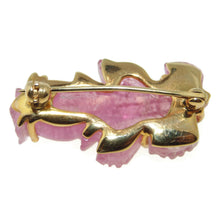 Load image into Gallery viewer, Estate Pink Tourmaline Carved Brooch in 14k Yellow Gold
