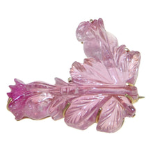 Load image into Gallery viewer, Estate Pink Tourmaline Carved Brooch Pendant in 14k Yellow Gold
