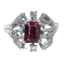 Load image into Gallery viewer, Vintage Pink Tourmaline and Diamonds Ring in 14k White Gold
