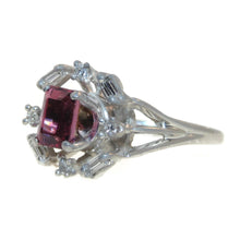 Load image into Gallery viewer, Vintage Pink Tourmaline and Diamonds Ring in 14k White Gold
