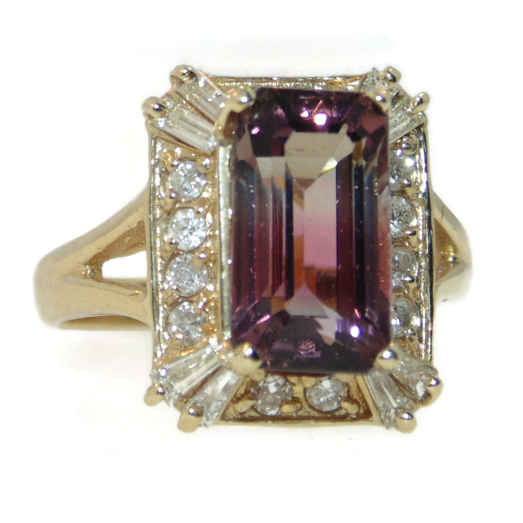 Tourmaline and Diamond Ring in 14k Yellow Gold