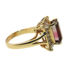 Load image into Gallery viewer, Estate Tourmaline and Diamond Ring in 14k Yellow Gold
