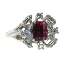 Load image into Gallery viewer, Vintage Pink Tourmaline and Diamonds Ring in 14k White Gold
