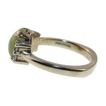 Load image into Gallery viewer, Estate Green Cat&#39;s Eye and Diamond Ring in 14k White Gold
