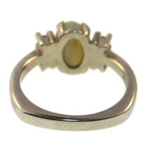 Load image into Gallery viewer, Estate Green Cat&#39;s Eye and Diamond Ring in 14k White Gold
