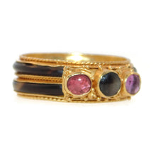 Load image into Gallery viewer, Antique Tourmaline and Tortoise Shell Ring in 18k Yellow Gold
