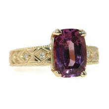 Load image into Gallery viewer, Pink Tourmaline and Diamond Ring in 14k Yellow Gold
