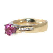 Load image into Gallery viewer, Estate Pink Tourmaline and Diamond Round Melee Cut Ring in 14k Yellow Gold
