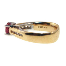 Load image into Gallery viewer, Estate Pink Tourmaline and Diamond Round Melee Cut Ring in 14k Yellow Gold
