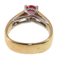 Load image into Gallery viewer, Estate Pink Tourmaline and Diamond Round Melee Cut Ring in 14k Yellow Gold
