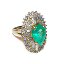 Load image into Gallery viewer, Estate 14k Yellow Gold Emerald Diamond Statement Ring

