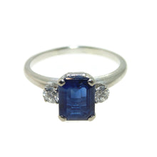 Load image into Gallery viewer, Vintage Sapphire 14k White Gold Diamond Ring
