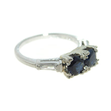 Load image into Gallery viewer, Vintage Platinum Dark Blue Sapphire Diamond Ring
