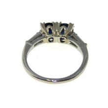 Load image into Gallery viewer, Vintage Platinum Dark Blue Sapphire Diamond Ring
