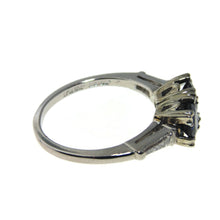 Load image into Gallery viewer, Vintage Platinum Dark Blue Sapphire Diamond Ring
