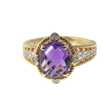 Load image into Gallery viewer, Estate Purple Amethyst Diamond Ring in 14k Yellow Gold
