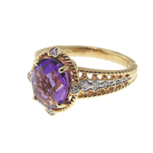 Load image into Gallery viewer, Estate Purple Amethyst Diamond Ring in 14k Yellow Gold

