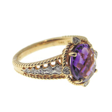 Load image into Gallery viewer, Estate Purple Amethyst Diamond Ring in 14k Yellow Gold
