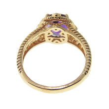 Load image into Gallery viewer, Estate Purple Amethyst Diamond Ring in 14k Yellow Gold

