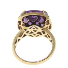 Load image into Gallery viewer, Estate Purple 10.0 Carat Amethyst Diamond Statement Ring in 14k Yellow Gold
