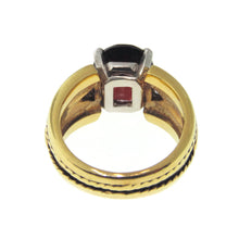 Load image into Gallery viewer, Custom-Made Natural Garnet Ring with Diamonds in 18k Yellow Gold and Platinum

