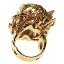 Load image into Gallery viewer, Estate South Sea Pearl Diamond Ruby Statement Ring in 14k Yellow Gold &quot;Under the Sea&quot;
