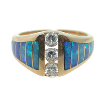 Load image into Gallery viewer, Estate Australian Opal Diamond Ring in 14k Yellow Gold
