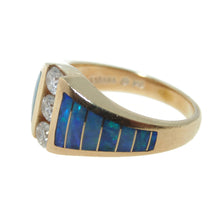 Load image into Gallery viewer, Estate Australian Opal Diamond Ring in 14k Yellow Gold
