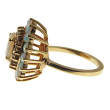 Load image into Gallery viewer, Estate White Opal Diamond Tiered Ring in 14k Yellow Gold
