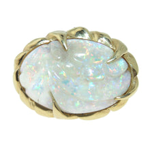 Load image into Gallery viewer, Estate One-Of-A-Kind Carved Opal Statement Ring in 18k Yellow Gold
