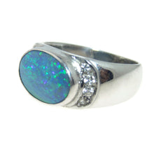 Load image into Gallery viewer, Estate Australian Opal Diamond Ring in 14k White Gold
