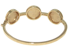 Load image into Gallery viewer, Estate 14k Yellow Gold Lab Opal Cubic Zirconia Cuff Bracelet
