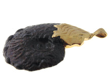 Load image into Gallery viewer, Nautilus Ammonite Fossil Natural Shell Stone 14k Yellow Gold Statement Pendant
