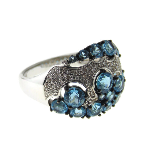 Blue Topaz and Diamond Ring in 14k White Gold