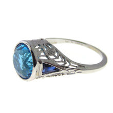 Load image into Gallery viewer, Vintage Blue Topaz and Sapphires Ring in 18k White Gold
