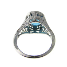 Load image into Gallery viewer, Vintage Blue Topaz and Sapphires Ring in 18k White Gold
